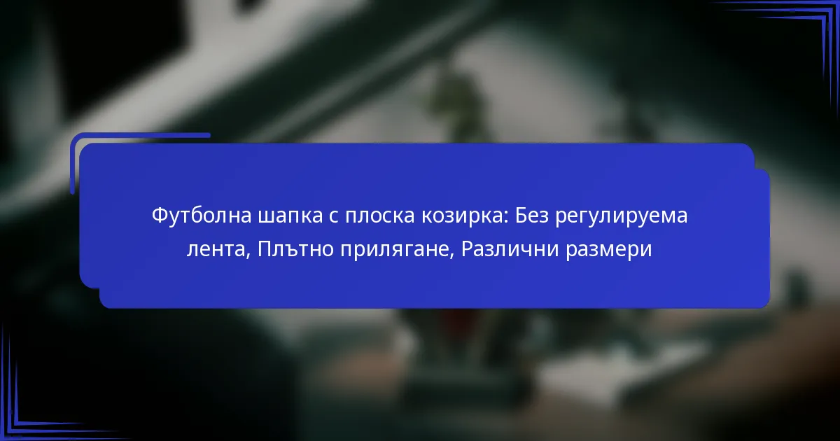 Футболна шапка с плоска козирка: Без регулируема лента, Плътно прилягане, Различни размери