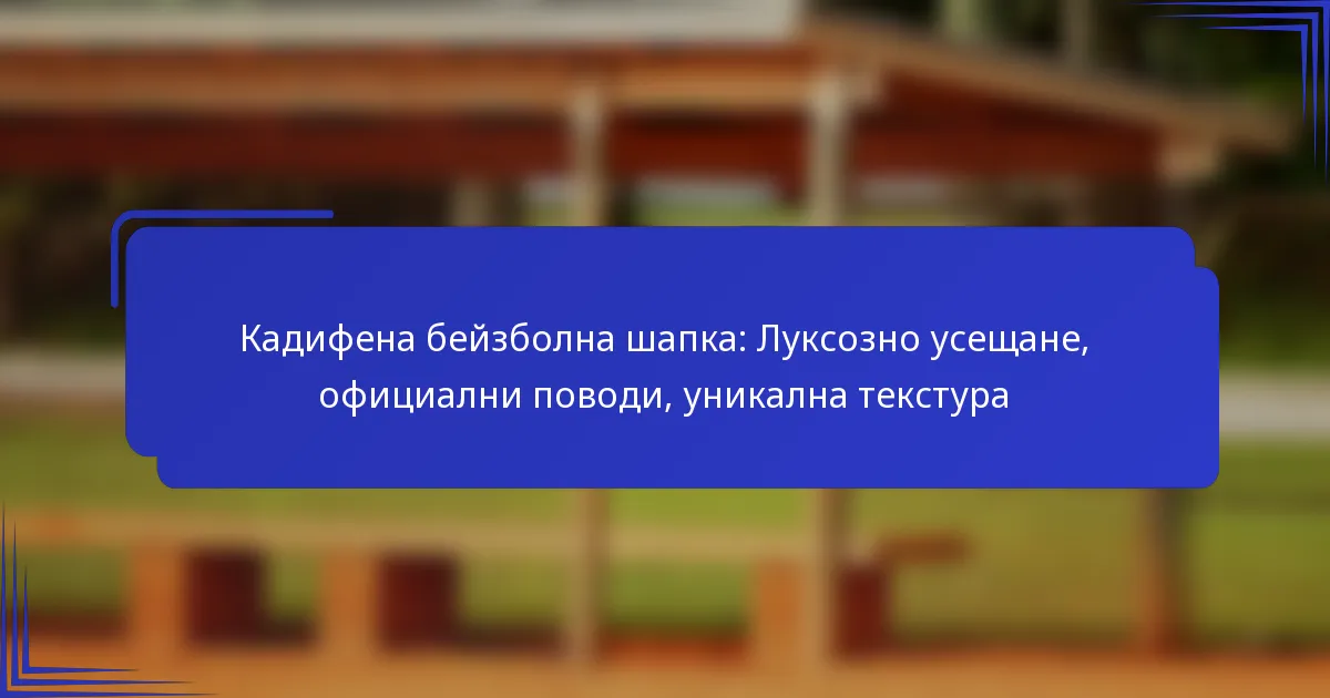 Кадифена бейзболна шапка: Луксозно усещане, официални поводи, уникална текстура
