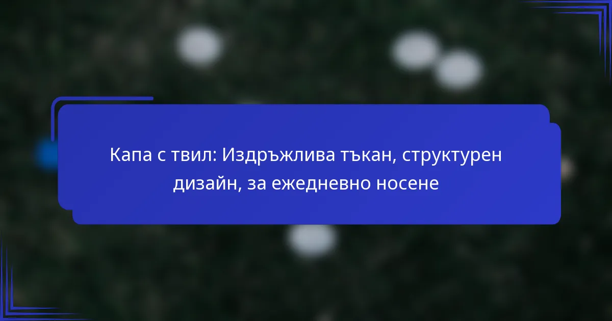 Капа с твил: Издръжлива тъкан, структурен дизайн, за ежедневно носене