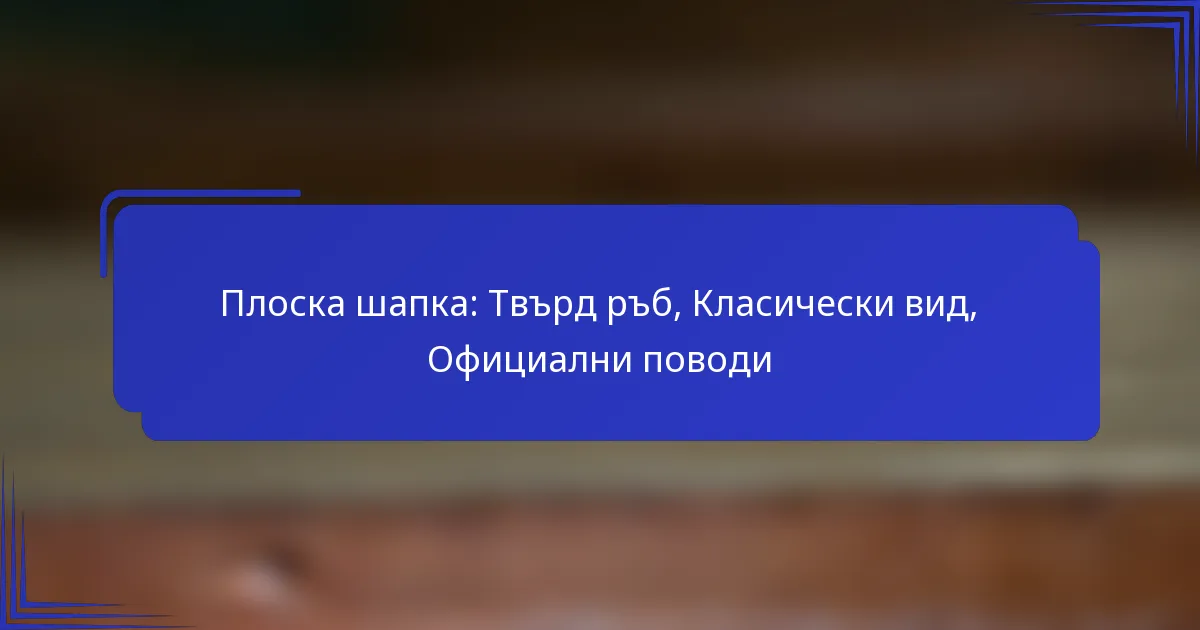 Плоска шапка: Твърд ръб, Класически вид, Официални поводи