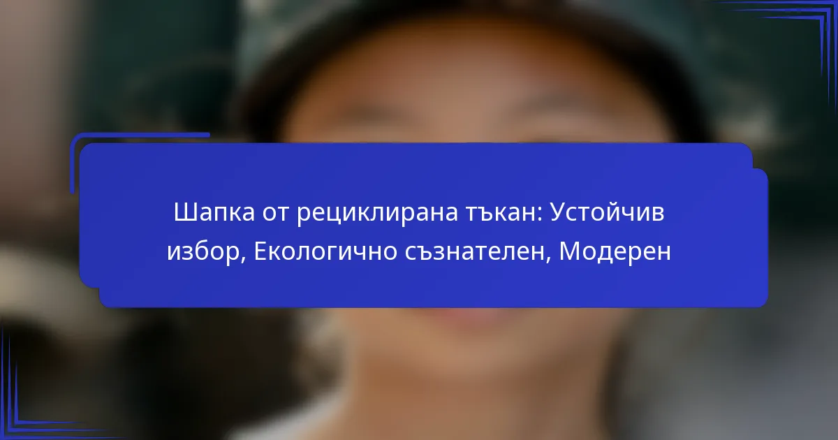 Шапка от рециклирана тъкан: Устойчив избор, Екологично съзнателен, Модерен