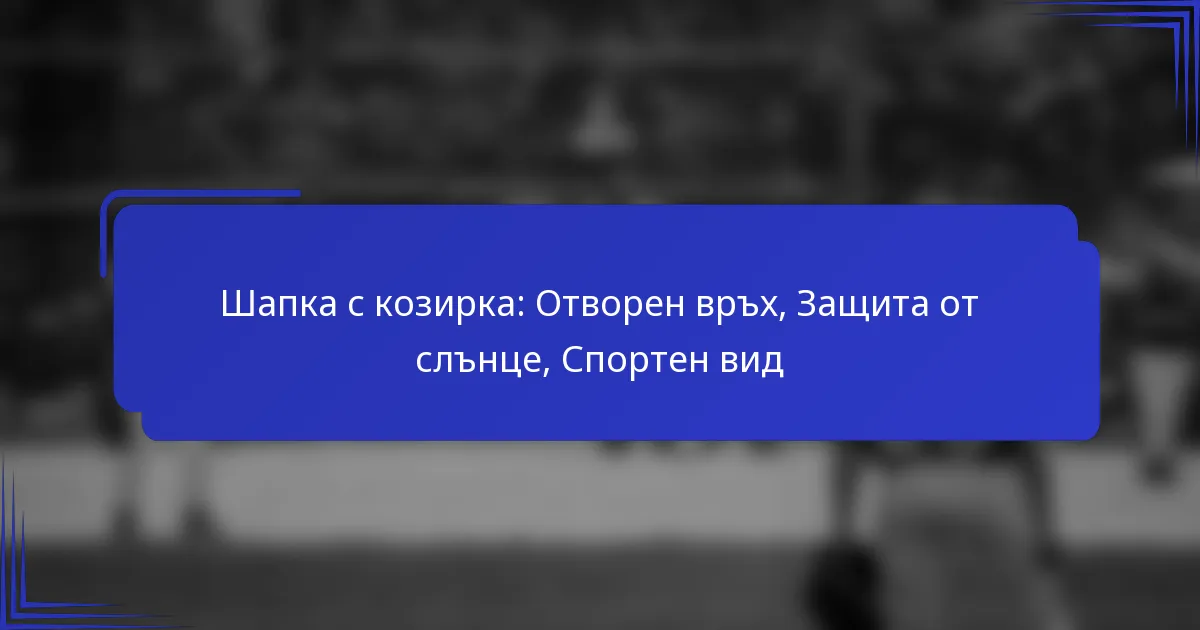 Шапка с козирка: Отворен връх, Защита от слънце, Спортен вид