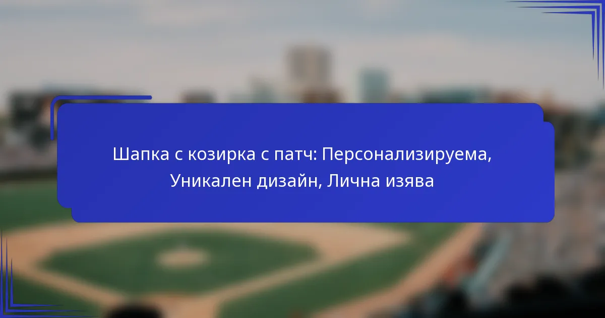 Шапка с козирка с патч: Персонализируема, Уникален дизайн, Лична изява