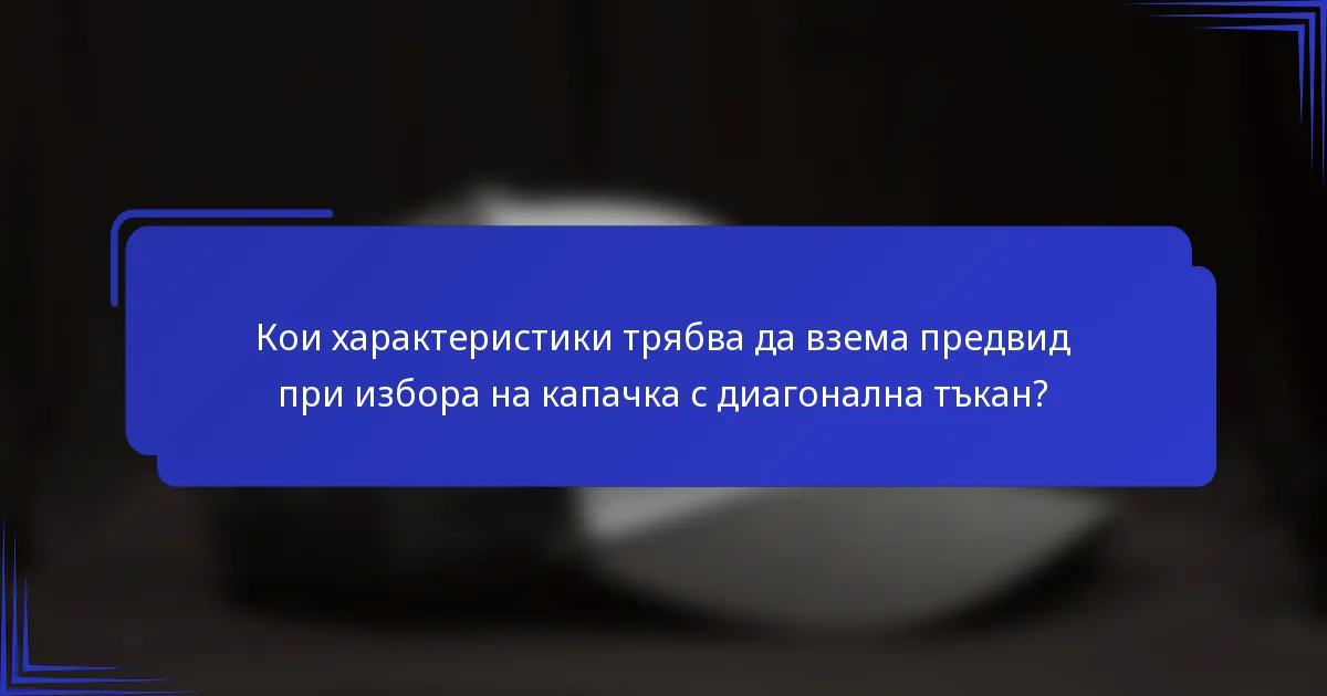 Кои характеристики трябва да взема предвид при избора на капачка с диагонална тъкан?